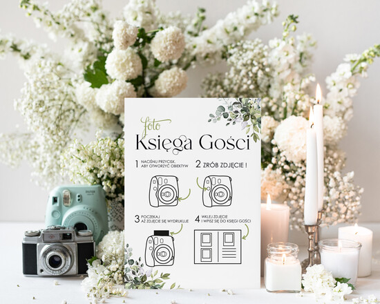 Księgi wpisów gości dodatki instrukcje Instrukcja do Księgi Gości Polaroid papierowa dodatki ślubne instrukcja do księgi weselnej polaroid 01/A4/instKWG