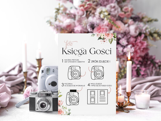 Księgi wpisów gości dodatki instrukcje Instrukcja do Księgi Gości Polaroid papierowa dodatki ślubne instrukcja do księgi weselnej polaroid 02/A4/instKWG