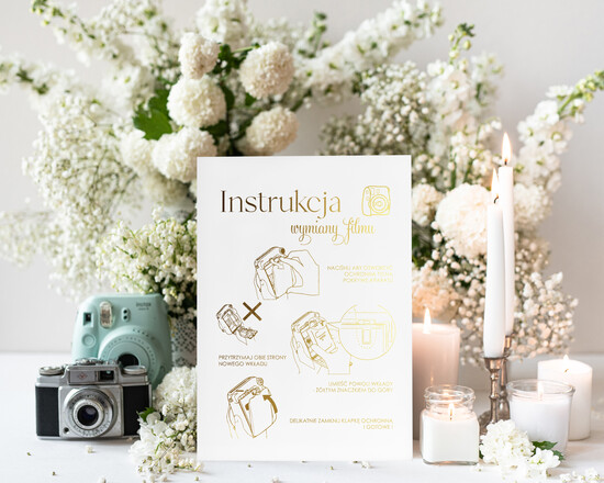 Księgi wpisów gości dodatki instrukcje Instrukcja do Księgi Gości Polaroid papierowa dodatki ślubne instrukcja do księgi weselnej polaroid 03/A4zl/instKWG