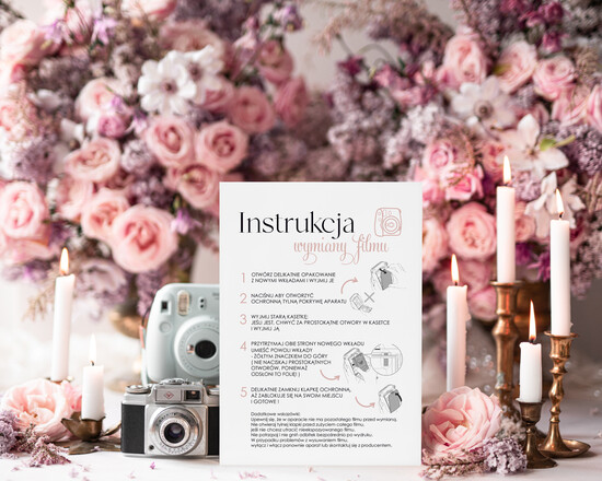 Księgi wpisów gości dodatki instrukcje Instrukcja do Księgi Gości Polaroid papierowa dodatki ślubne instrukcja do księgi weselnej polaroid 03/A4/instKWG