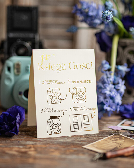 Księgi wpisów gości dodatki instrukcje Instrukcja do Księgi Gości Polaroid stojaca papierowa dodatki ślubne instrukcja do księgi weselnej p 01/stPapPzl/instKWG