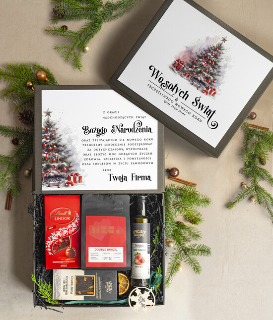 Prezenty oferta dla Firm Premium selection kosze prezentowe dla firm, prezenty biznesowe dla firm z kawą i herbatą, upominki na święta dla prac 07/BoxDcz/gotboxSw