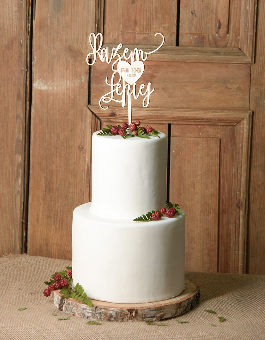 Figurki na tort / cake topper statuetki drewniane napisy na tort ślubny 2