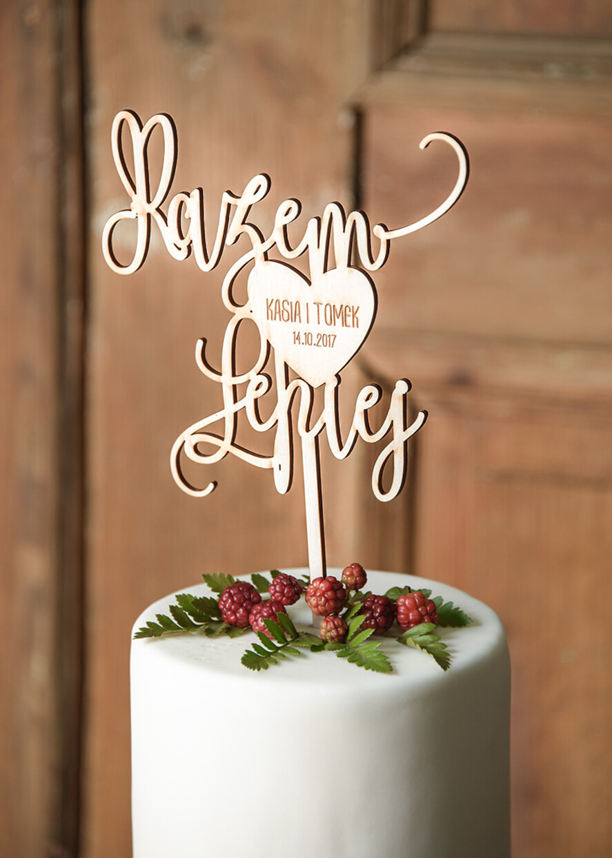 Figurki na tort / cake topper statuetki drewniane napisy na tort ślubny 0