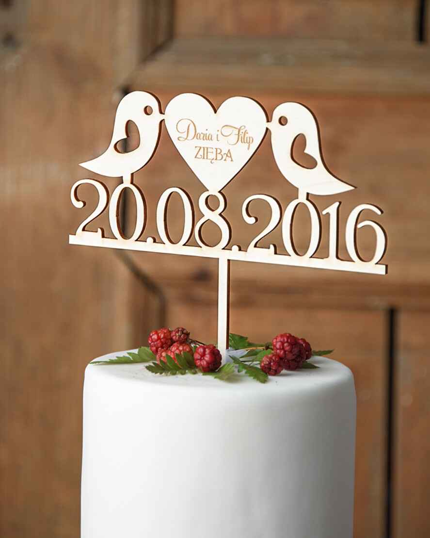 Figurki na tort / cake topper statuetki drewniane ozdoby na tort ślubny 1
