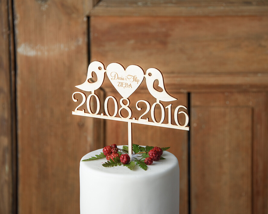 Figurki na tort / cake topper statuetki drewniane ozdoby na tort ślubny 0