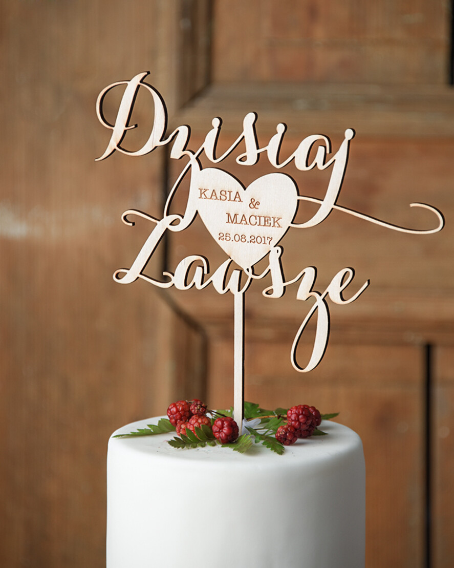 Figurki na tort / cake topper statuetki drewniane ozdoby na tort weselny 1