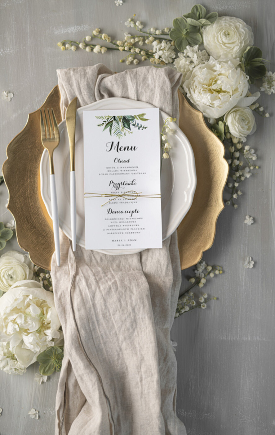 Menu botaniczne podróżnicze Menu weselne, delikatne i proste menu ślubne, plan podawania posiłków na weselu, karta dań weselnych, eleganckie menu na stoły weselne 0