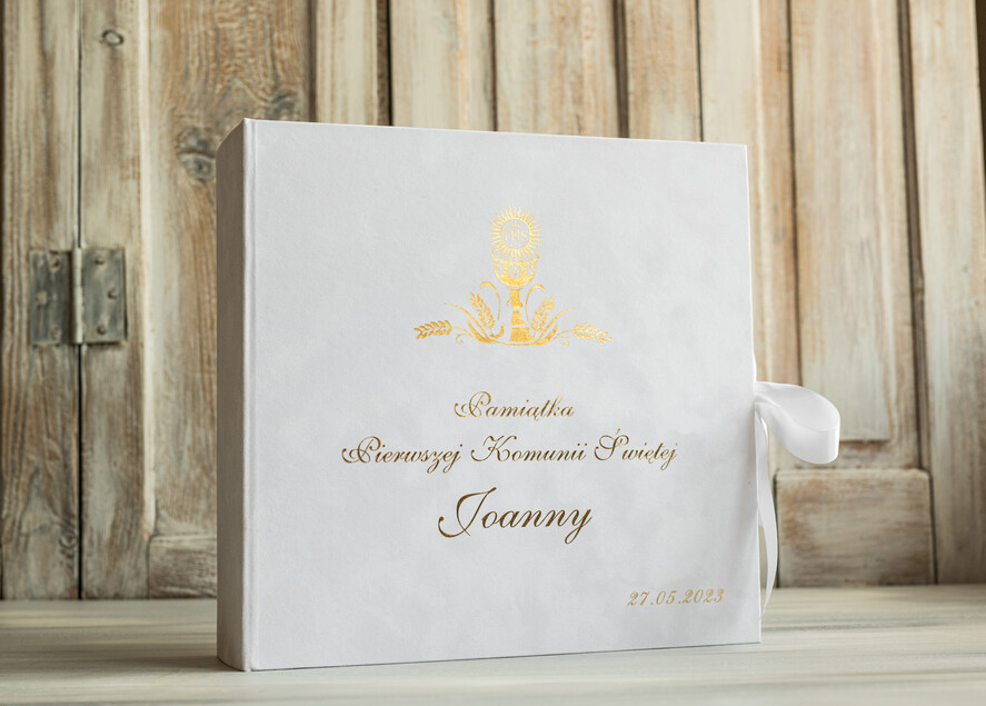 Albumy ślubne Pudełka na zdjęcia album na zdjęcia Pamiątka Pierwszej Komunii Świętej, Personalizowany Album na zdjęcia, Prezent na Pierwszą Komunię Świętą, Biały Welurowy Album na Zdjęcia0