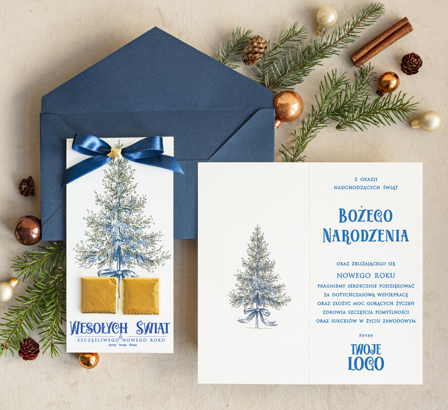 Kartki świąteczne z logo firmy natural kartka świąteczna z logo waszej firmy, ręcznie robione kartki świąteczne z czekoladką, kartki na święta bozegonarodzenia z czekoladkami1