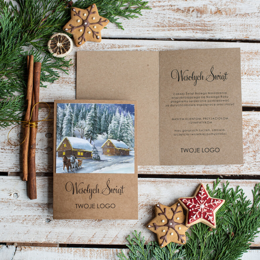 Kartki świąteczne z logo firmy kartka pudełko ręcznie robione kartki świąteczne z logo firmy, świąteczne pudełka ze wstążką1