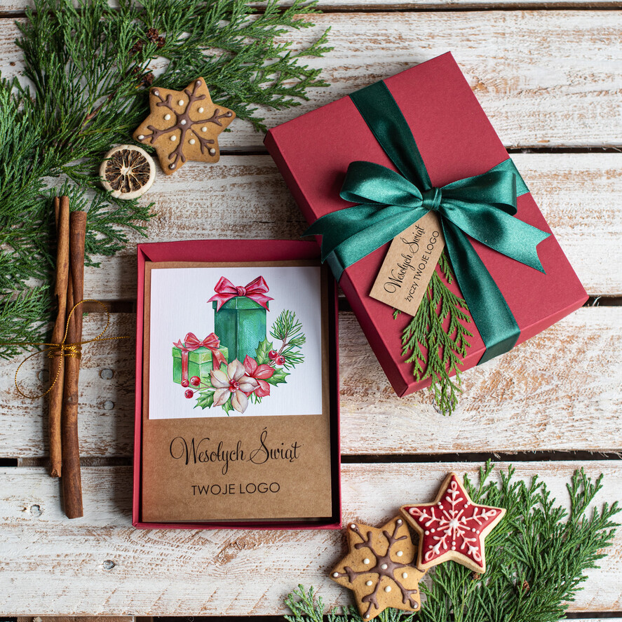 Kartki świąteczne z logo firmy kartka pudełko kolorowe pudełko z życzeniami na święta kartka świąteczna z logo firmy    1