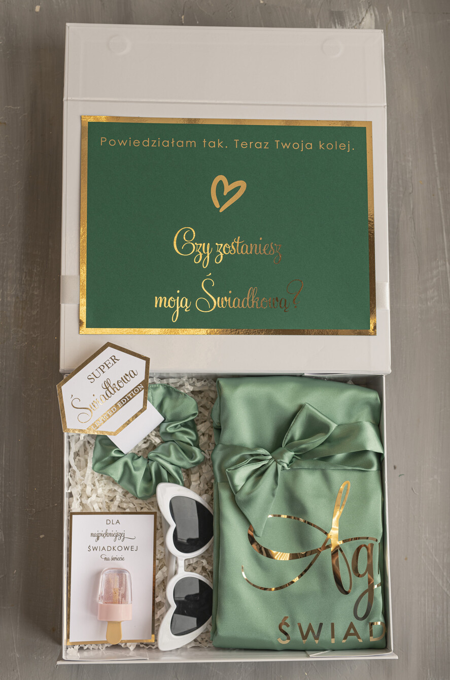 Prezenty dla świadków boxy prezentowe dla Świadkowej, prośba o świadkowanie prezent dla świadkowej, pomysł na prezent dla świadkowej, Box prezentowy dla świadkowej z miętowym szlafrokiem, zestaw prezentowy dla druhny1