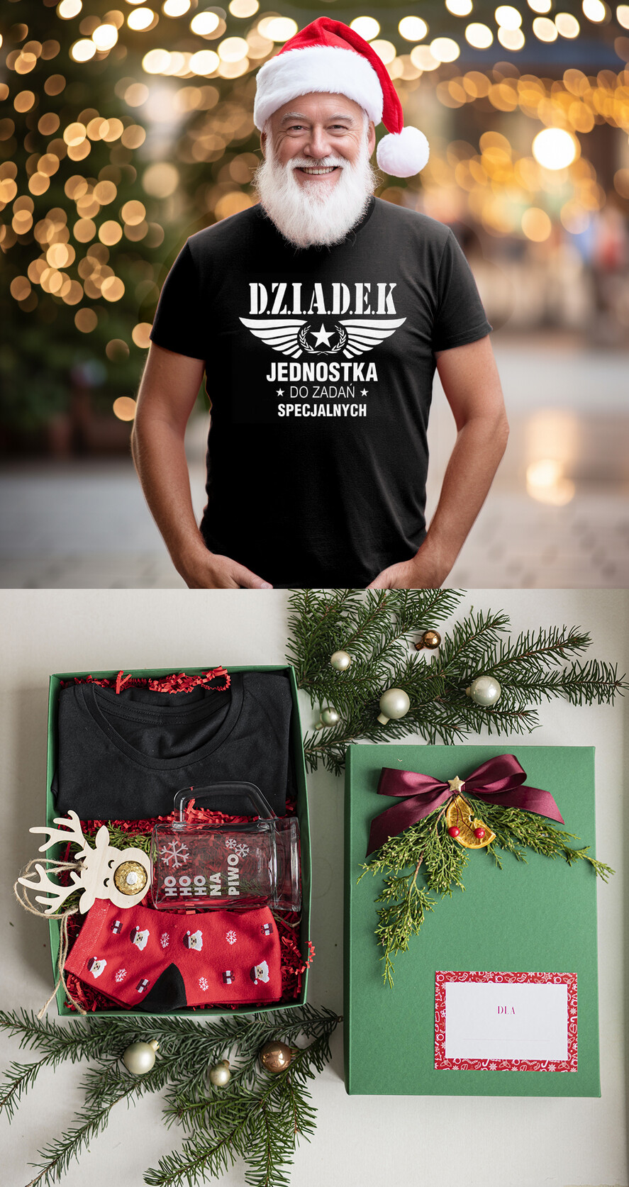 Prezenty dla Babci i Dziadka Prezenty dla Dziadka Pomysł na Prezent dla dziadka na świeta zestaw prezentowy, śmieszna koszulka dla dziadka pod choinkę, grawerowany kufel dla dziadka, kreatywne prezenty dla dziadków - box ze skarpetkami świątecznymi0