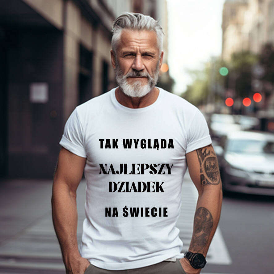 Prezenty dla Babci i Dziadka Prezenty dla Dziadka prezent dla dziadka biała koszulka z nadrukiem, koszulka z napisami dla dziadka, pomysł na prezent dla dziadka, prezenty z okazji dnia dziadka, koszulki dla dziadka0
