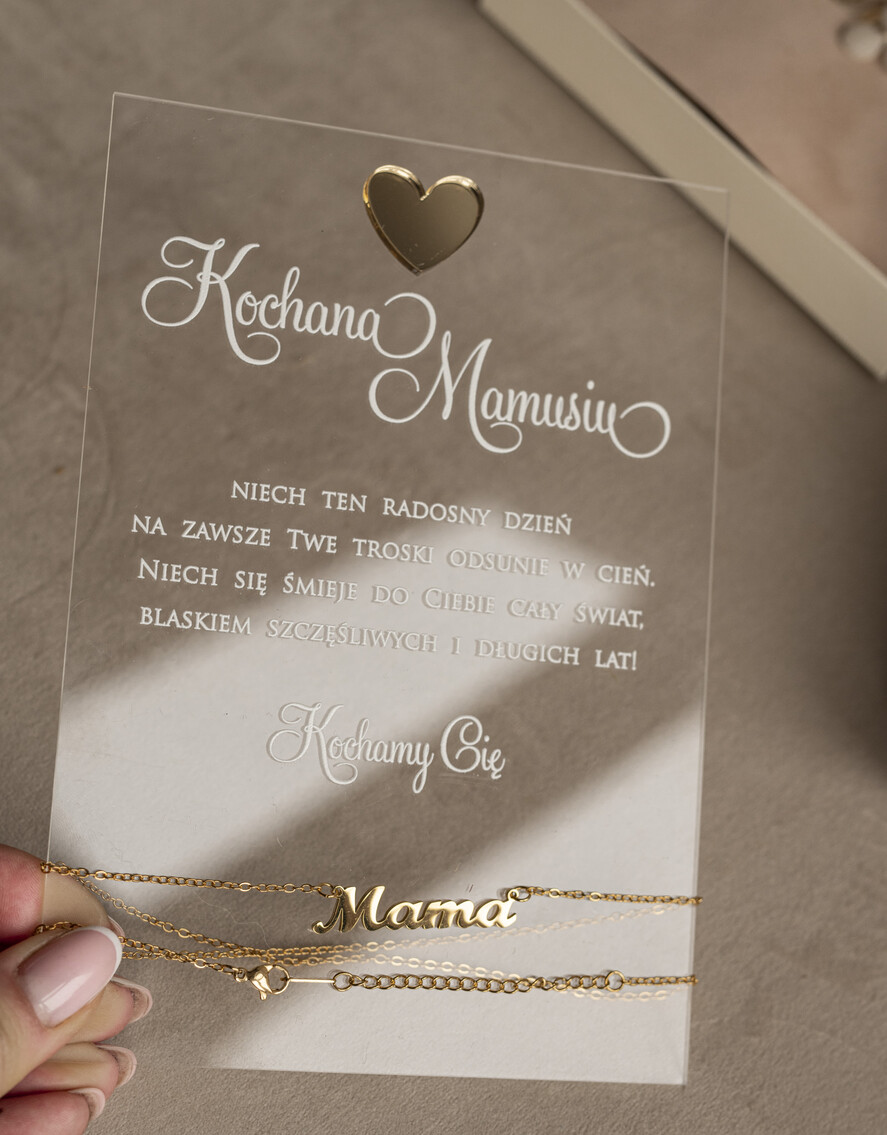 Prezenty dla Mamy kartki i magnesy na lodówkę z życzeniami wyjątkowy prezent na dzień mamy, kartka z dedykacją w eleganckim pudełku, prezent dla Mamy łańcuszek w wyjątkowym personalizowanym pudełku5