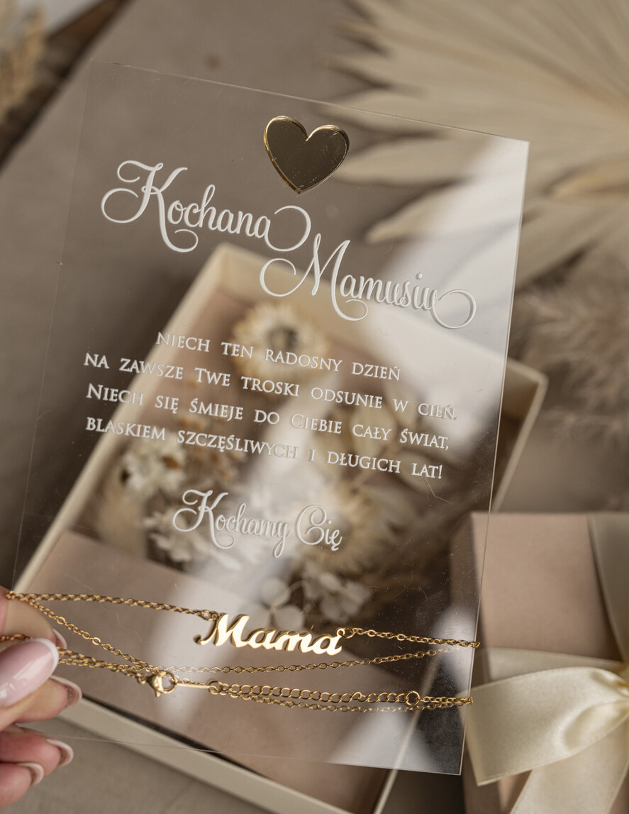 Prezenty dla Mamy kartki i magnesy na lodówkę z życzeniami wyjątkowy prezent na dzień mamy, kartka z dedykacją w eleganckim pudełku, prezent dla Mamy łańcuszek w wyjątkowym personalizowanym pudełku8