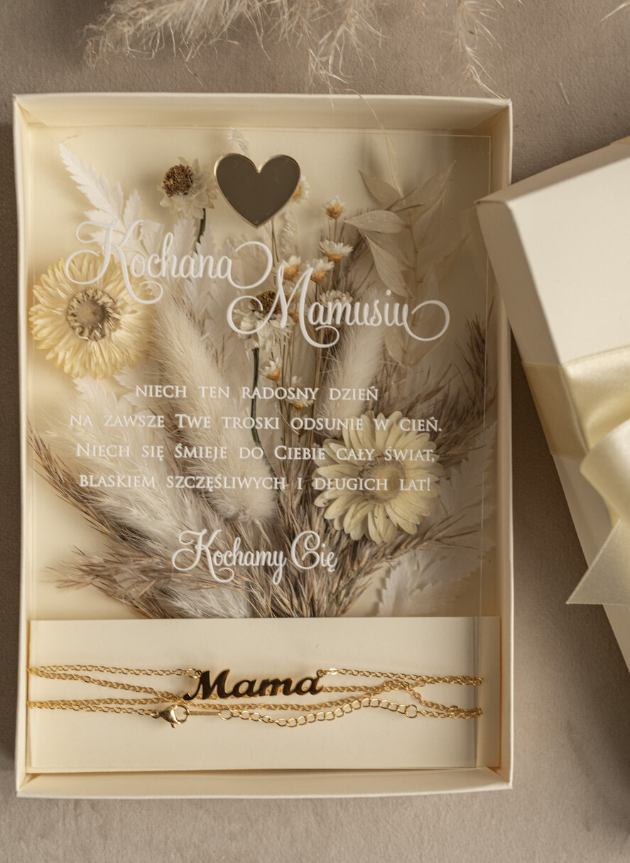 Prezenty dla Mamy kartki i magnesy na lodówkę z życzeniami wyjątkowy prezent na dzień mamy, kartka z dedykacją w eleganckim pudełku, prezent dla Mamy łańcuszek w wyjątkowym personalizowanym pudełku9