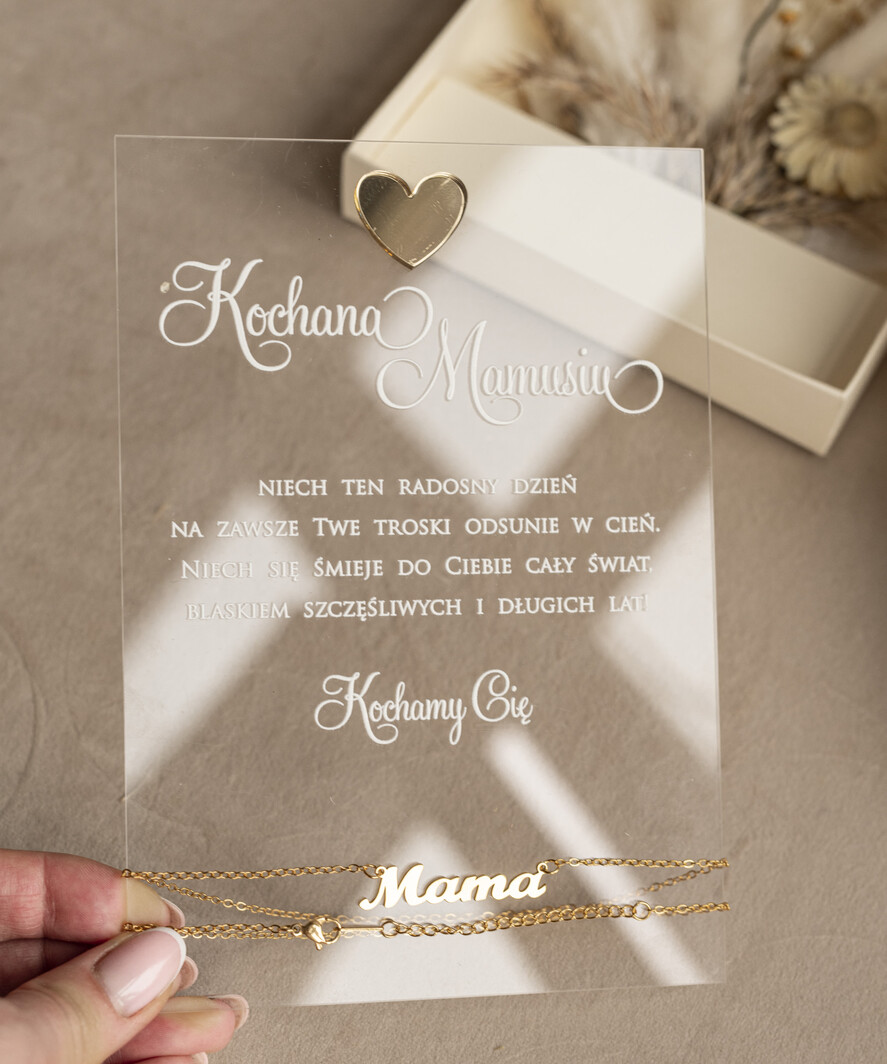 Prezenty dla Mamy kartki i magnesy na lodówkę z życzeniami wyjątkowy prezent na dzień mamy, kartka z dedykacją w eleganckim pudełku, prezent dla Mamy łańcuszek w wyjątkowym personalizowanym pudełku8
