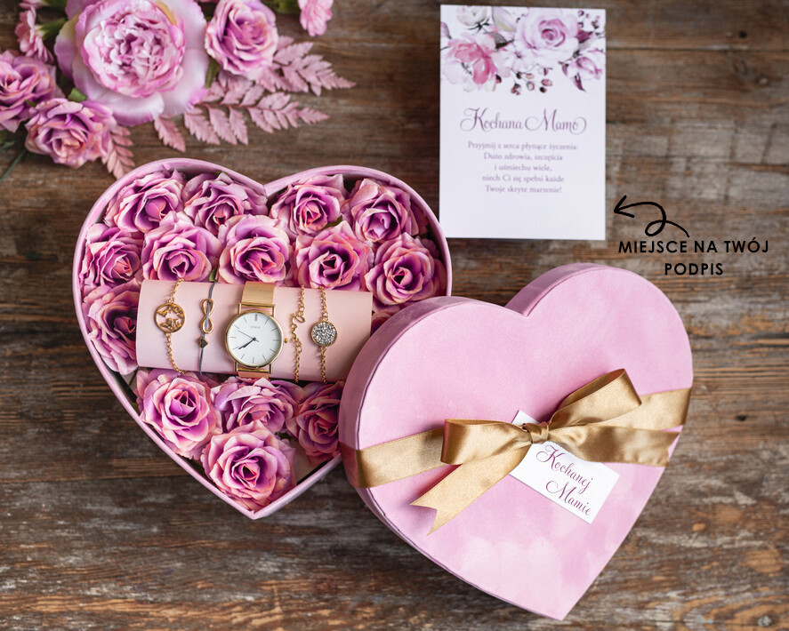 Prezenty dla Mamy biżuteria, pudełka, szkatułki na biżuterie Prezent na Dzień Mamy Serce Zegarek i bransoletki love i nieskończoność Upominek Dla Mamy Flowerbox z biżuterią0