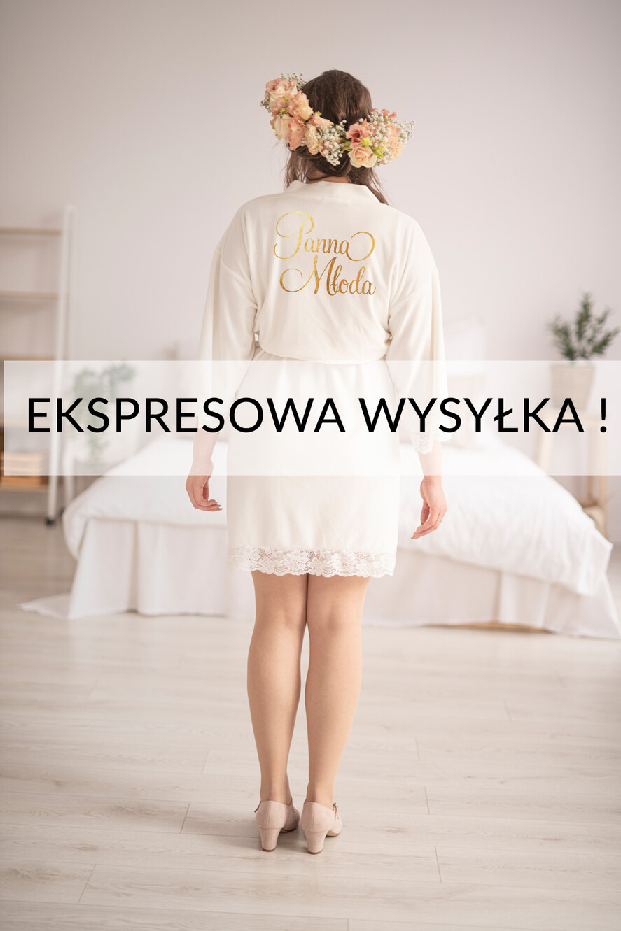 Szlafroki Ślubne z Napisami Szlafrok Ślubny dla Panny Młodej Welurowy Szlafrok dla Panny Młodej Złote Napisy Szybka Wysyłka, Welurowy Szlafrok Ślubny z Imieniem Panny Młodej0