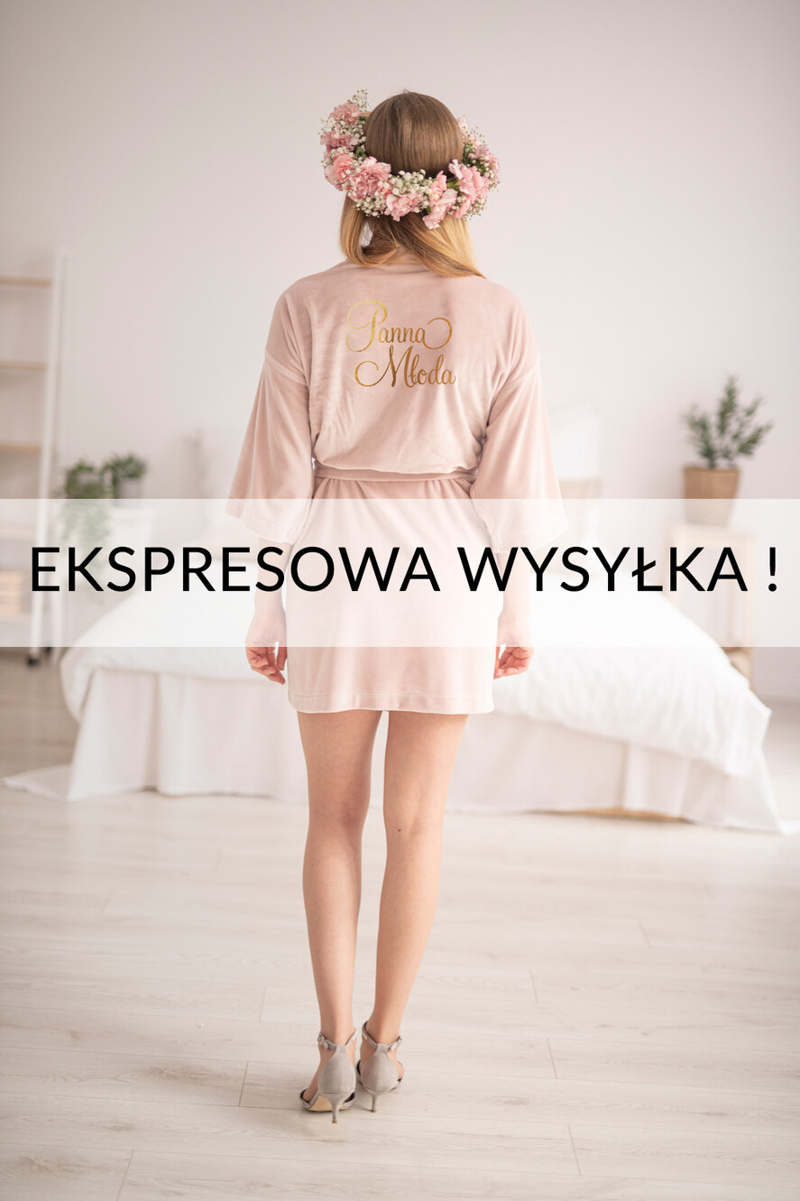 Szlafroki Ślubne z Napisami Szlafrok Ślubny dla Panny Młodej Welurowy Szlafrok dla Panny Młodej Złote Napisy Szybka Wysyłka, Welurowy Szlafrok Ślubny z Imieniem Panny Młodej0