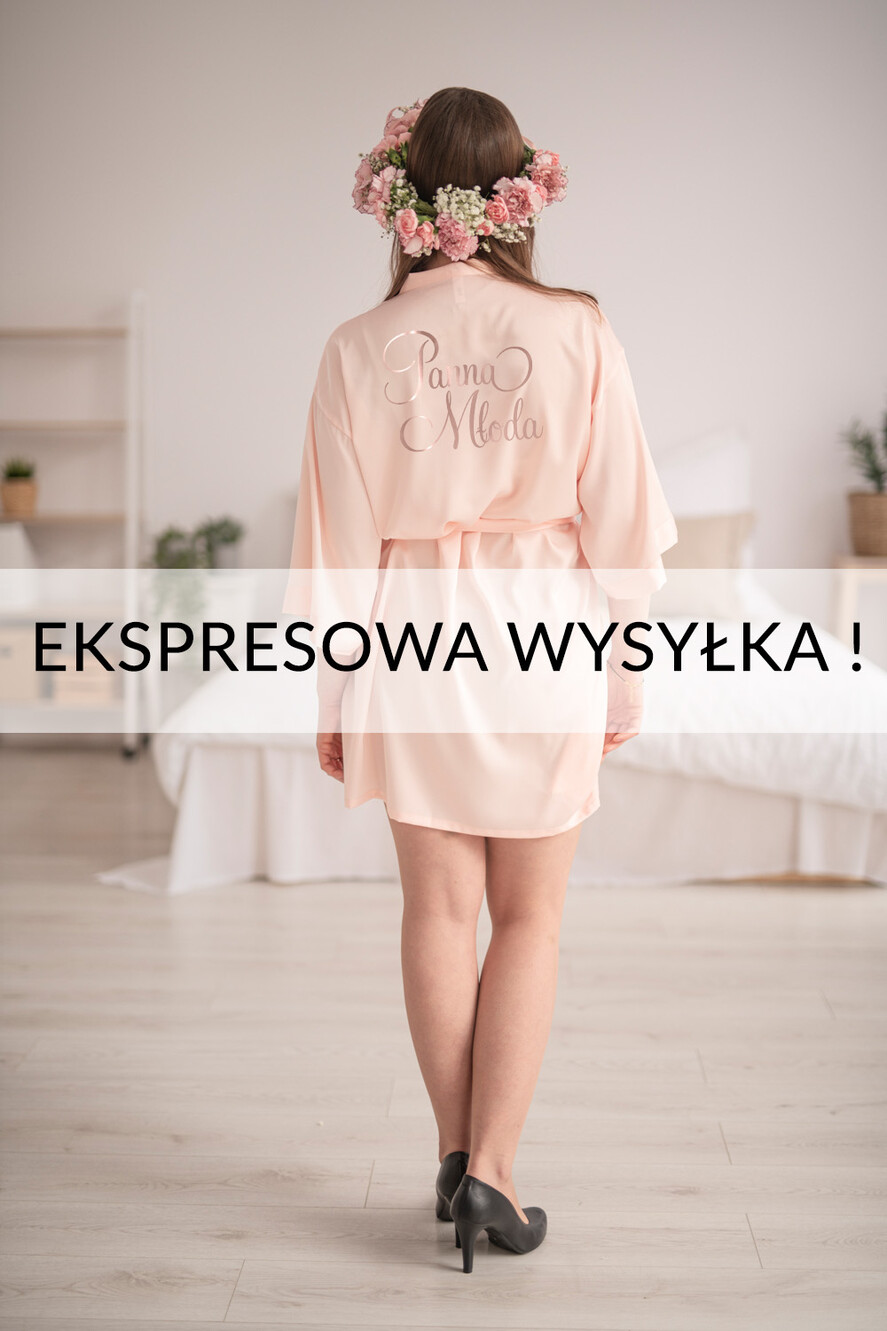 Szlafroki Ślubne z Napisami Szlafrok Ślubny dla Panny Młodej Szlafrok dla Panny Młodej z napisem na plecach, Satynowy Szlafrok Ślubny z Napisem0