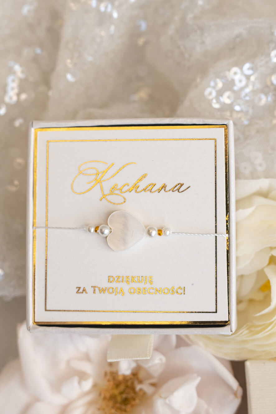 wieczór Panieński podziękowania za wieczór panieński podziękowanie za wieczór panieński- bransoletka z serduszkiem z masy perłowej Bransoletki dla Twojego Team Bride1