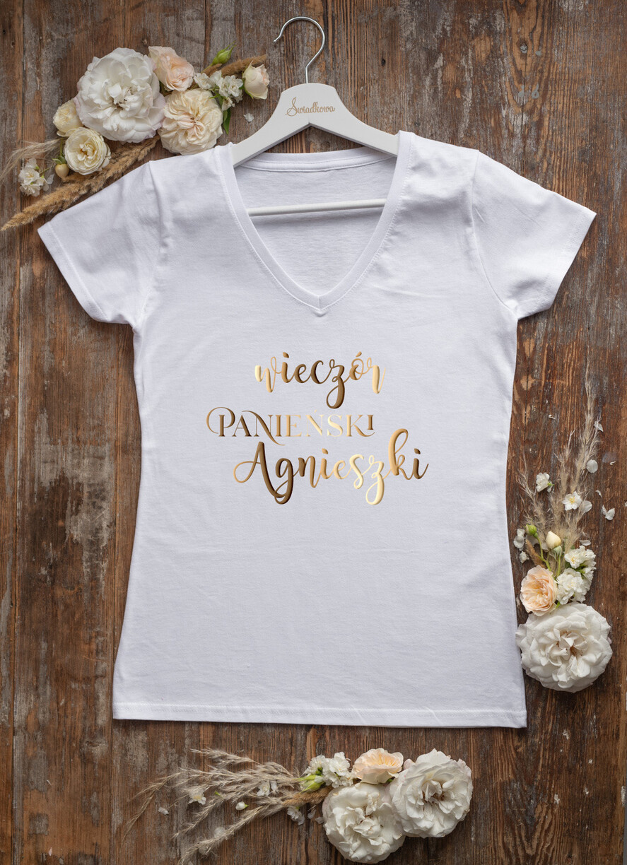 wieczór Panieński zestawy podziekowania na wieczór panieński Zestaw na wieczór Panieński - Koszulka ze Złotym Napisem - T-Shirt Złote litery Welurowa Opaska 2