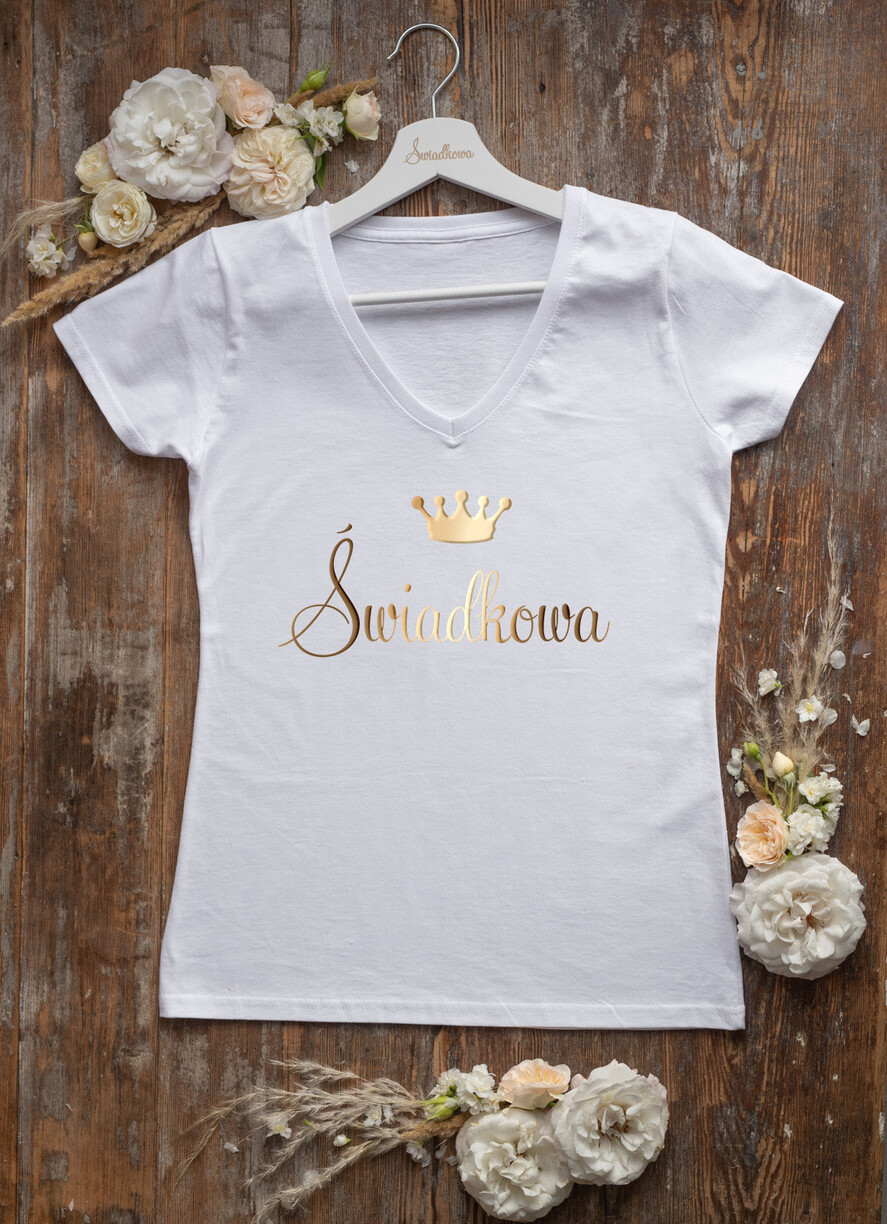 wieczór Panieński zestawy podziekowania na wieczór panieński Zestaw na wieczór Panieński - Koszulka ze Złotym Napisem Świadkowa - T-Shirt Złote litery -Bidon i Opaska na Oczy2