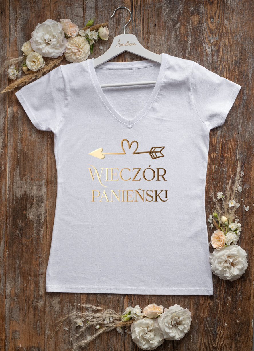 wieczór Panieński zestawy podziekowania na wieczór panieński Zestaw na wieczór Panieński - Koszulka ze Złotym Napisem - T-Shirt Złote litery - zapakowany z bilecikiem2