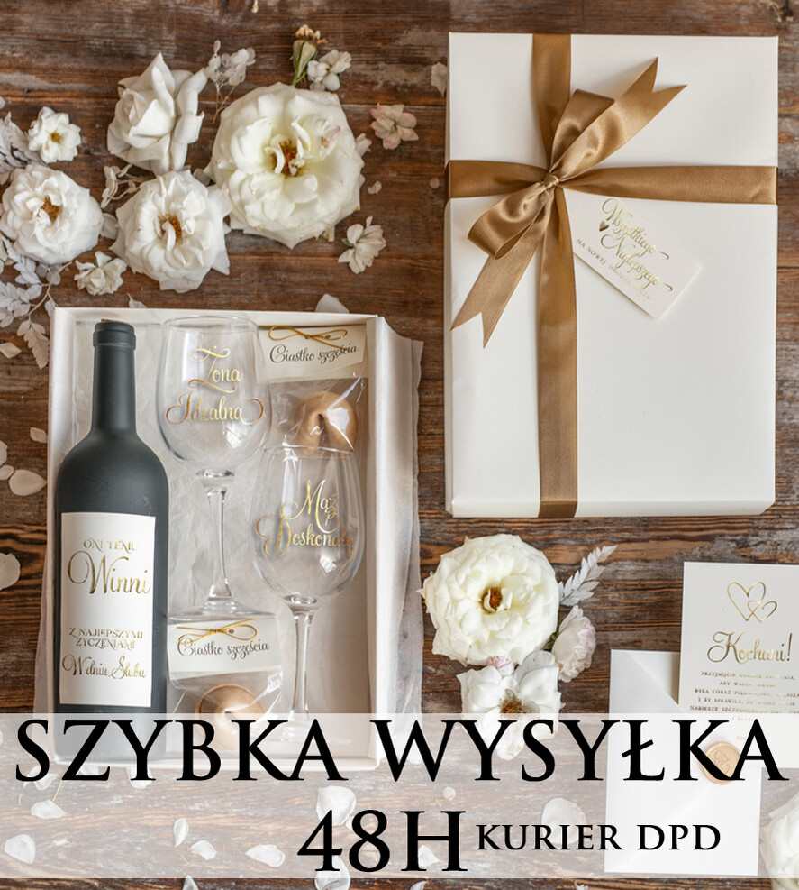 Prezenty dla Młodej Pary zestawy i akcesoria do wina i drinków SZYBKA WYSYŁKA 48 H !!!! pomysł na prezent dla Pary Młodej akcesoria ze złotymi napisami, naklejka na własny trunek 0