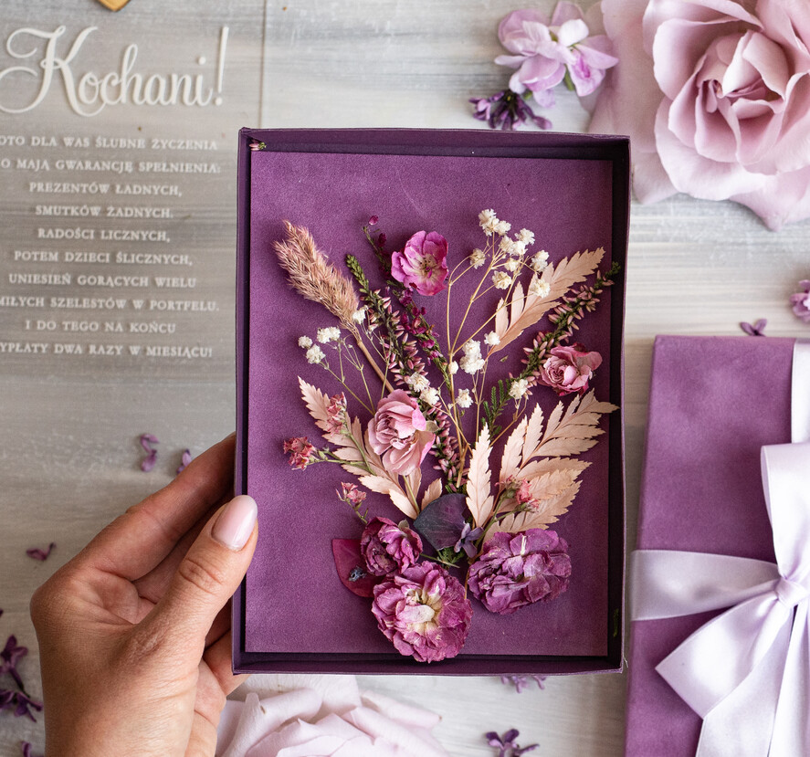 Prezenty dla Młodej Pary flowerbox, kartki z życzeniami, pudełka na prezenty Welurowe opakowanie na pieniądze na prezent ślubny, Pamiątka Ślubu wraz z zyczeniami pudełko na pieniądze dla Nowożeńców9