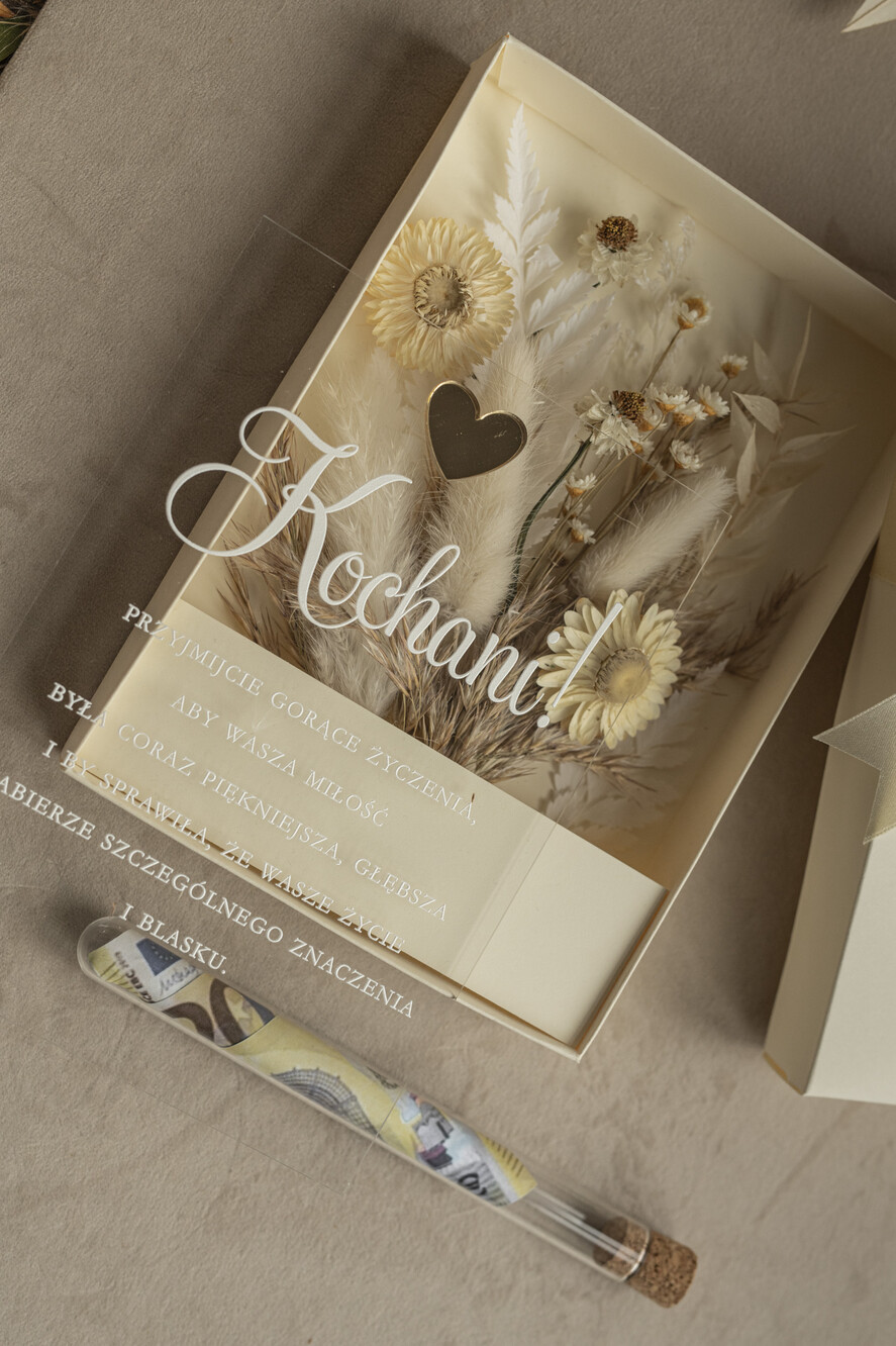 Prezenty dla Młodej Pary flowerbox, kartki z życzeniami, pudełka na prezenty Welurowe pudełko na pieniądze dla Młodej Pary, Pamiątka Ślubu wraz z zyczeniami pudełko na pieniądze dla Nowożeńców, pleksowa kartka z życzeniami1