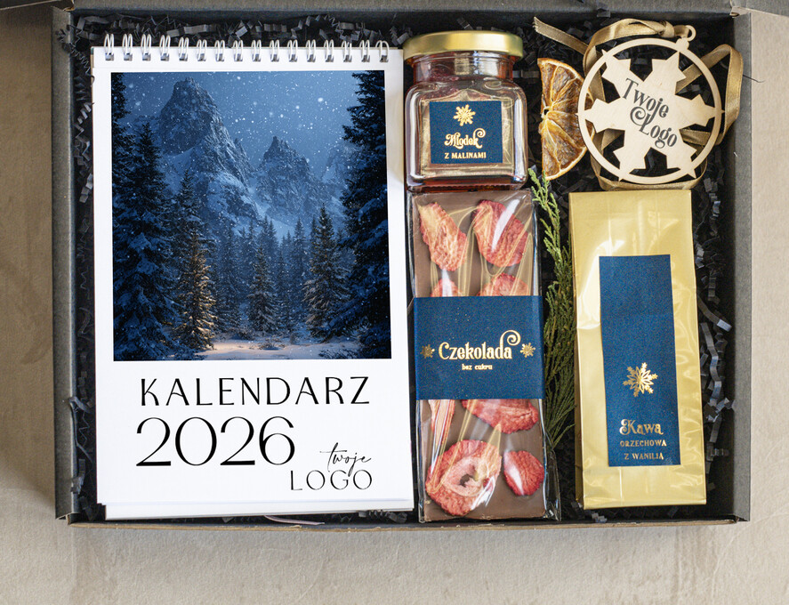 Prezenty oferta dla Firm kalendarze Prezenty świąteczne dla klientów zestaw z kalendarzem, Upominek biznesowy terminarz z Logo firmy , Prezent firmowy dla Klientów box kosz prezentowy1