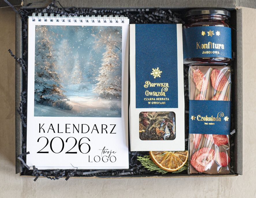 Prezenty oferta dla Firm kalendarze Prezenty świąteczne dla klientów zestaw z kalendarzem, Upominek biznesowy terminarz z Logo firmy , Prezent firmowy dla Klientów box kosz prezentowy1