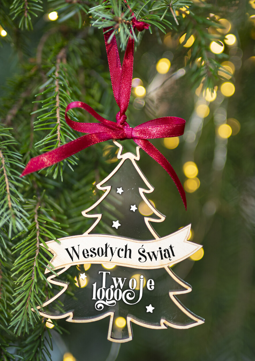 Prezenty oferta dla Firm DREWNIANE ZAWIESZKI Prezent Biznesowy Na Święta z Logo Zawieszka Choinka z logo dla firm idealny upominek B2B0