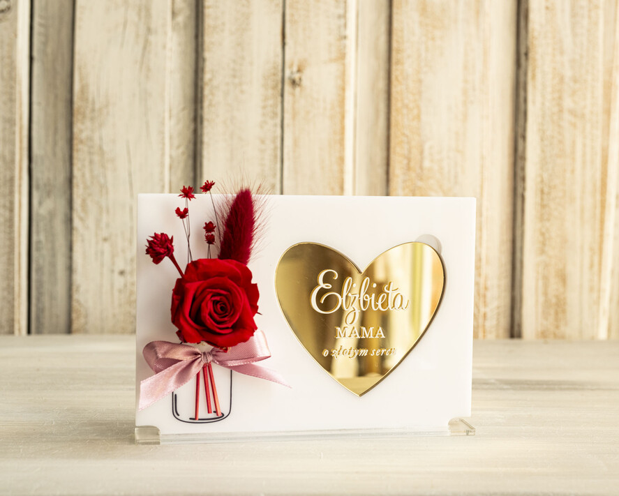 Prezenty dla Mamy kwiaty flowerboxy personalizowany prezent dla Mamy i imieniem, kartka z życzeniami na dzień Mamy statuetka róże z okazji dnia Matki, kwiaty upominek dedykacja 2