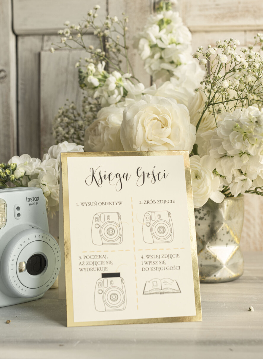 Księgi wpisów gości dodatki instrukcje Instrukcja do Księgi Gości Polaroid stojaca papierowa dodatki ślubne instrukcja do księgi weselnej polaroid0