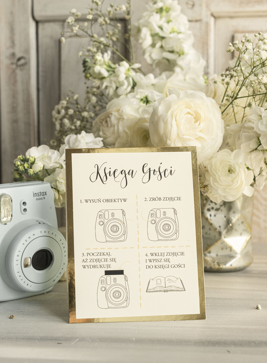 Księgi wpisów gości dodatki instrukcje Instrukcja do Księgi Gości Polaroid stojaca papierowa dodatki ślubne instrukcja do księgi weselnej polaroid1