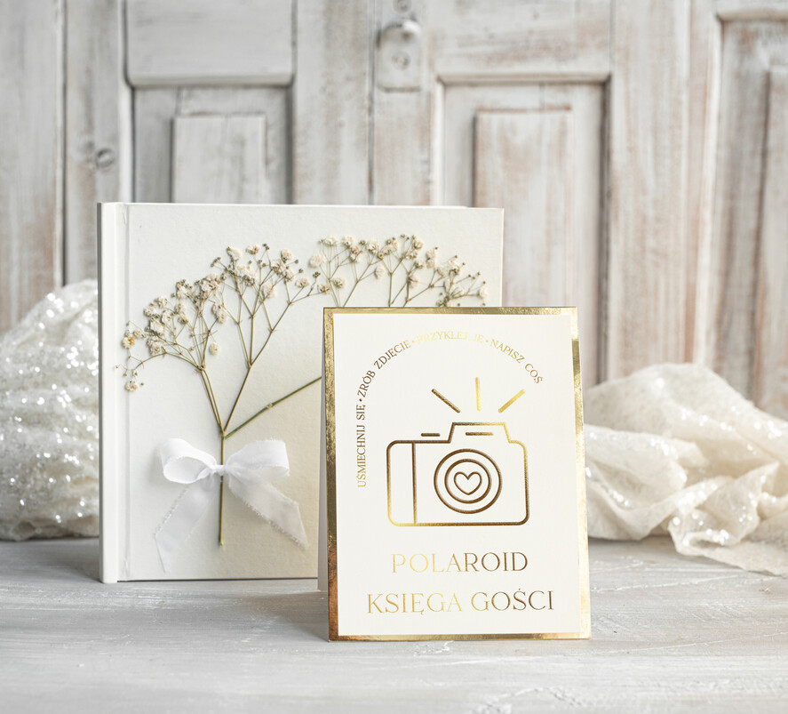 Księgi wpisów gości dodatki instrukcje Instrukcja do Księgi Gości Polaroid stojaca papierowa dodatki ślubne instrukcja do księgi weselnej polaroid2