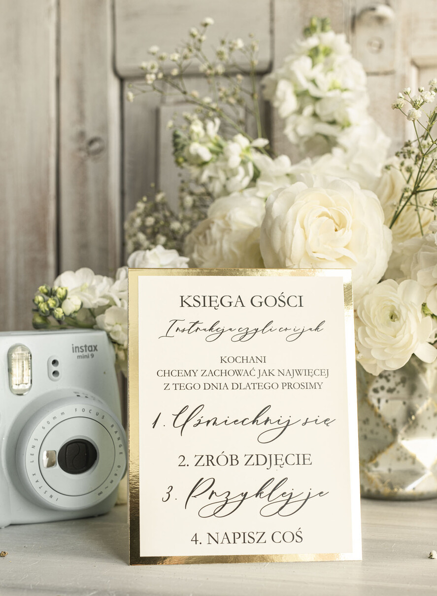 Księgi wpisów gości dodatki instrukcje Instrukcja do Księgi Gości Polaroid stojaca papierowa dodatki ślubne instrukcja do księgi weselnej polaroid1