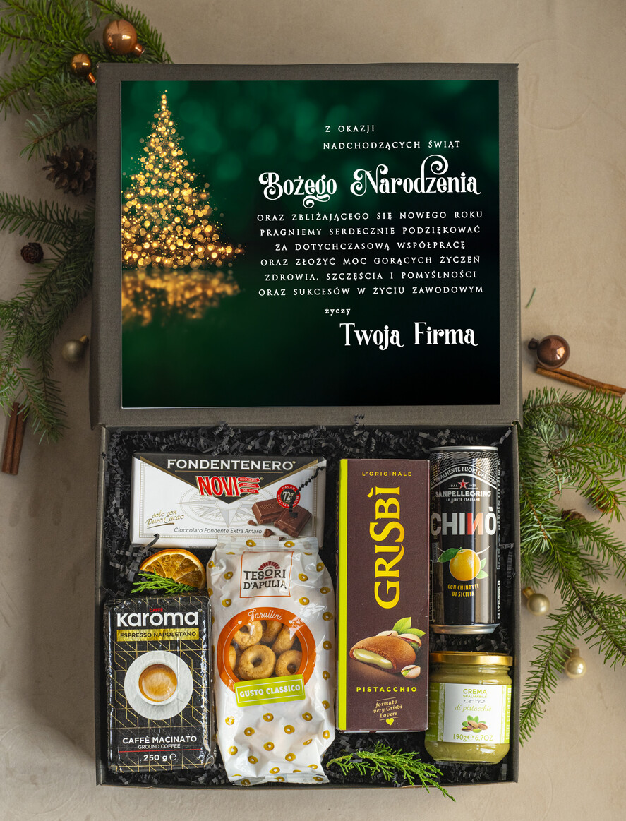 Prezenty oferta dla Firm Premium selection prezenty biznesowe dla firm włoskie smaki, Gusto Italiano upominki na święta dla pracowników, boxy firmowe premium z włoch1