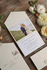 Zaproszenia ślubne Ze zdjęciem  minimalistyczne zaproszenia ślubne ze zdjęciem Foto zaproszenie na ślub cywilny Zaproszenia na Ślub Kremowe 1