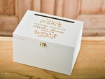 Pudełko na koperty  DREWNIANE Kufer na koperty ślubne biała Drewniana skrzynka życzeń personalizowane drewno grawer wasze imiona i data  0