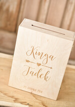 Pudełko na koperty  DREWNIANE pudełko na koperty ślubne, rustykalna drewniana z grawerem imiona i data1