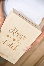 Pudełko na koperty  DREWNIANE pudełko na koperty ślubne, rustykalna drewniana z grawerem imiona i data3