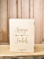 Pudełko na koperty  DREWNIANE pudełko na koperty ślubne, rustykalna drewniana z grawerem imiona i data0