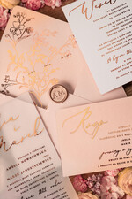 Zaproszenia ślubne Złote Glamour Złote  Minimalistyczne zaproszenia ślubne, złocone zaproszenie ślubne Proste zaproszenie na ślub Róż i Kalka 4