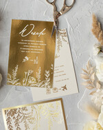 Zaproszenia ślubne Złote Glamour Złote Zaproszenia Ślubne z Listkami  Glamour Proste  Złocone Zaproszenia na Ślub Minimalistyczne Zaproszenie ślubne  5